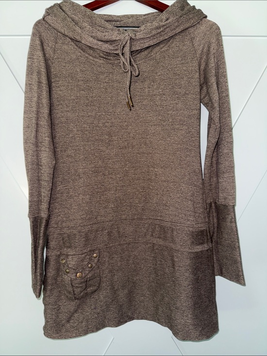 Nomads Hemp Wear Sweaters - Women's Draped Cowl Tunic Sweatshirt/Tunic in Heather Brown